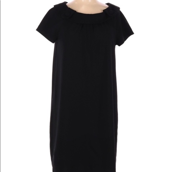 BANANA REPUBLIC SHIFT SCOOP NECK MIDI BLACK DRESS - Picture 1 of 4